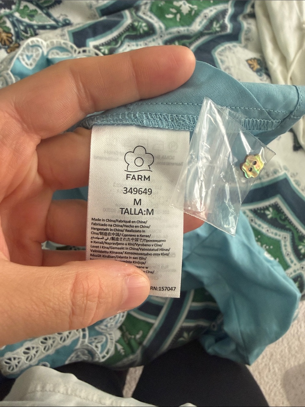 Farm Rio Light Blue Romantic Richelieu Blouse - Picture 7 of 12